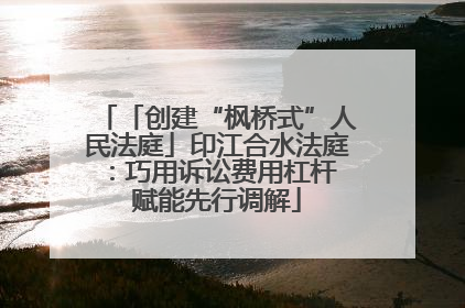 「创建“枫桥式”人民法庭」印江合水法庭：巧用诉讼费用杠杆 赋能先行调解