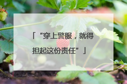 “穿上警服，就得担起这份责任”