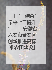 “三结合”带来“三提升”——安徽省六安市金安区创新推进高标准农田建设
