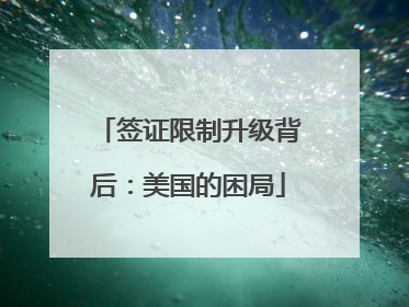 签证限制升级背后：美国的困局