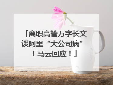 离职高管万字长文谈阿里“大公司病”！马云回应！