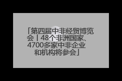 第四届中非经贸博览会丨48个非洲国家、4700多家中非企业和机构将参会