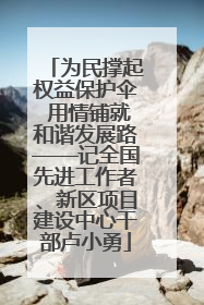 为民撑起权益保护伞 用情铺就和谐发展路——记全国先进工作者、新区项目建设中心干部卢小勇