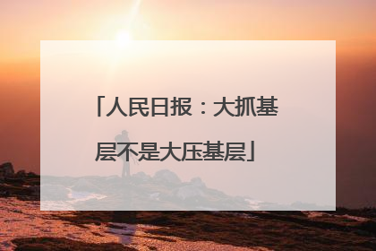 人民日报：大抓基层不是大压基层