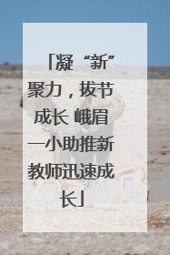 凝“新”聚力，拔节成长 峨眉一小助推新教师迅速成长