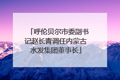 呼伦贝尔市委副书记赵长青调任内蒙古水发集团董事长