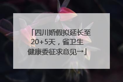 四川婚假拟延长至20+5天，省卫生健康委征求意见→