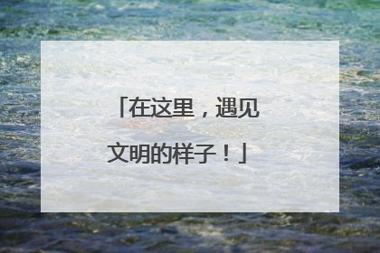 在这里，遇见文明的样子！