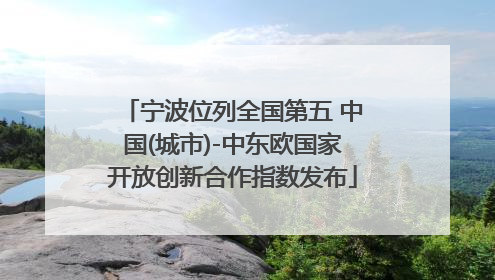 宁波位列全国第五 中国(城市)-中东欧国家开放创新合作指数发布