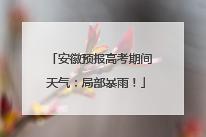安徽预报高考期间天气：局部暴雨！