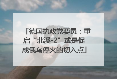 德国执政党要员：重启“北溪-2”或是促成俄乌停火的切入点