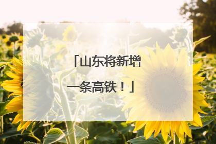 山东将新增一条高铁！