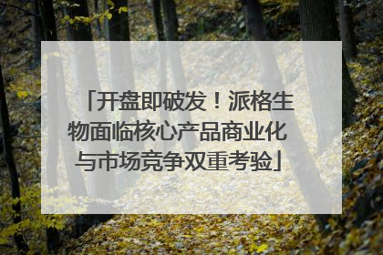 开盘即破发！派格生物面临核心产品商业化与市场竞争双重考验