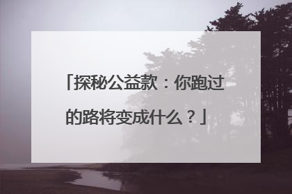 探秘公益款：你跑过的路将变成什么？