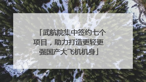 武航院集中签约七个项目，助力打造更轻更强国产大飞机机身