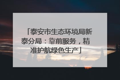 泰安市生态环境局新泰分局：靠前服务，精准护航绿色生产