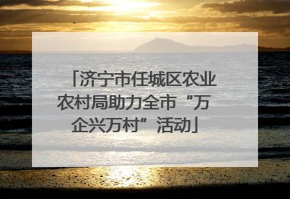 济宁市任城区农业农村局助力全市“万企兴万村”活动