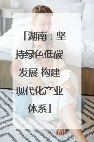 湖南：坚持绿色低碳发展 构建现代化产业体系