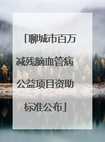 聊城市百万减残脑血管病公益项目资助标准公布
