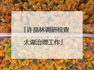 许昆林调研检查太湖治理工作