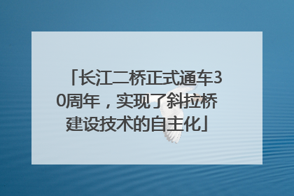长江二桥正式通车30周年，实现了斜拉桥建设技术的自主化