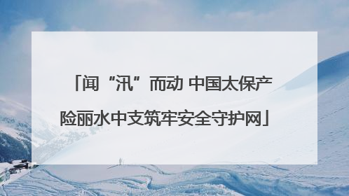 闻“汛”而动 中国太保产险丽水中支筑牢安全守护网