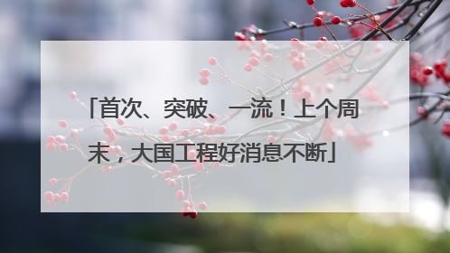 首次、突破、一流！上个周末，大国工程好消息不断