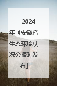 2024年《安徽省生态环境状况公报》发布