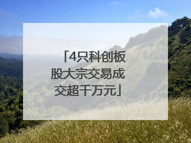 4只科创板股大宗交易成交超千万元