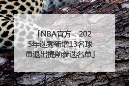 NBA官方：2025年选秀新增13名球员退出提前参选名单